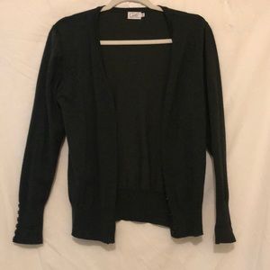 Dark green button-down sweater